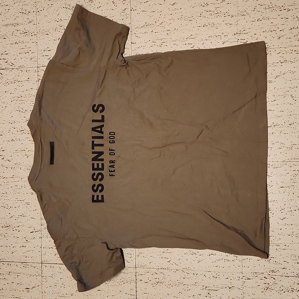 Essentials Fear Of God Spell Out Logo Oversized Crewneck T Shirt Gray And Black